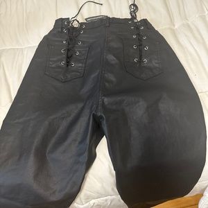 Lace up leather pants